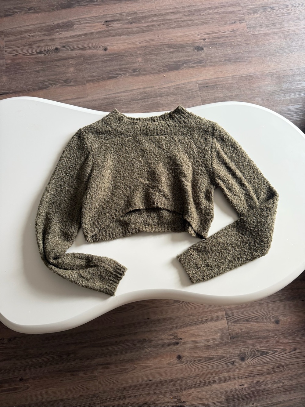 wild fable Olive Green Textured Cropped Sweater